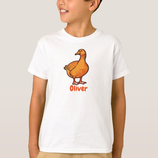 かわいいアヒルの子供用Tシャツ - オレンジ Tシャツ (正面)