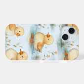 かわいいアヒルの子模様 iPhone 15ケース (裏面横)