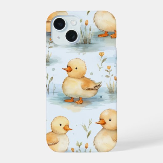 かわいいアヒルの子模様 iPhone 15ケース (裏面)