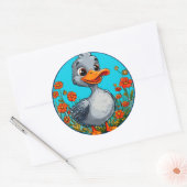 🦆 かわいいアヒルの子 簡単なイラスト 🦆 ラウンドシール (封筒)