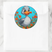 🦆 かわいいアヒルの子 簡単なイラスト 🦆 ラウンドシール (バッグ)