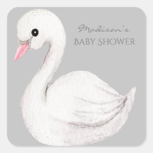 かわいいアヒルの水色ベビーシャワー スクエアシール