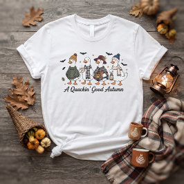 かわいいアヒルの秋デザイン Tシャツ