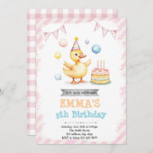 かわいいアヒルの誕生日の招待 招待状 (正面/裏面)