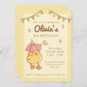かわいいアヒルの誕生日パーティーの招待状 招待状 (正面/裏面)