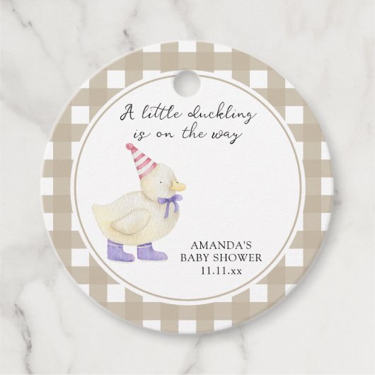 かわいいアヒルの赤ちゃんシャワー フェイバータグ (正面)