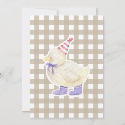 かわいいアヒルの赤ちゃんシャワー 招待状 (裏面)