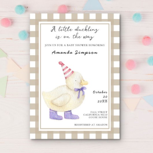 かわいいアヒルの赤ちゃんシャワー 招待状