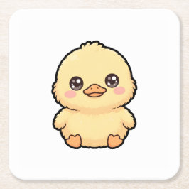 かわいいアヒルの雛 スクエアペーパーコースター