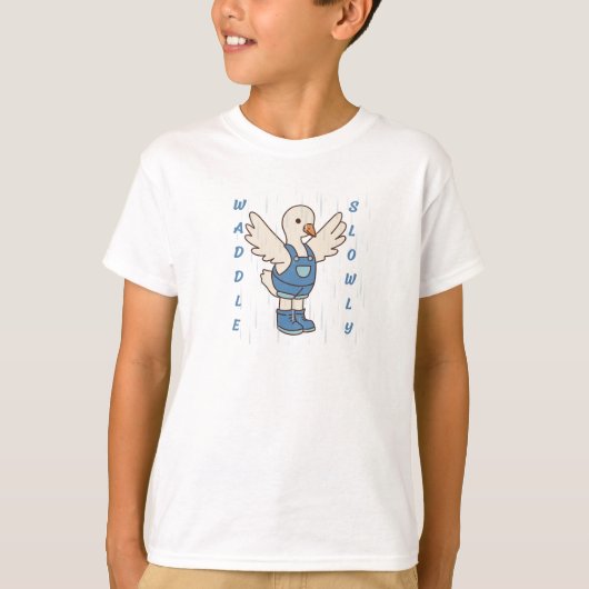 かわいいアヒルのTシャツ そろそろと歩く Tシャツ (正面)