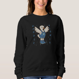 かわいいアヒルのTシャツ ゆっくり歩こう スウェットシャツ