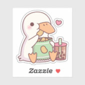 かわいいアヒルはポテトチップスやボバティーが大好き シール (シート)