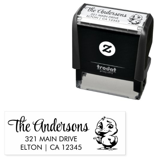 かわいいアヒルをパーソナライズ セルフインキングスタンプ (インサイチュ)