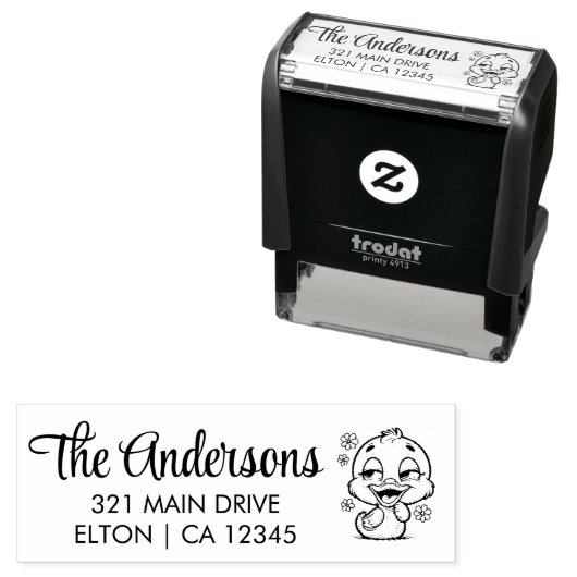 かわいいアヒルをパーソナライズ セルフインキングスタンプ (インサイチュ)