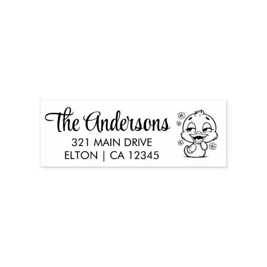 かわいいアヒルをパーソナライズ セルフインキングスタンプ (デザイン)