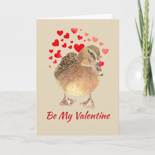 かわいいアヒルカードを持つおもしろいなバレンタインの幸運なアヒル シーズンカード (正面)