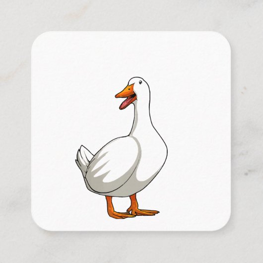 かわいいアヒルデザインメンズ水鳥バードペットアヒル恋人 スクエア名刺 (裏面)