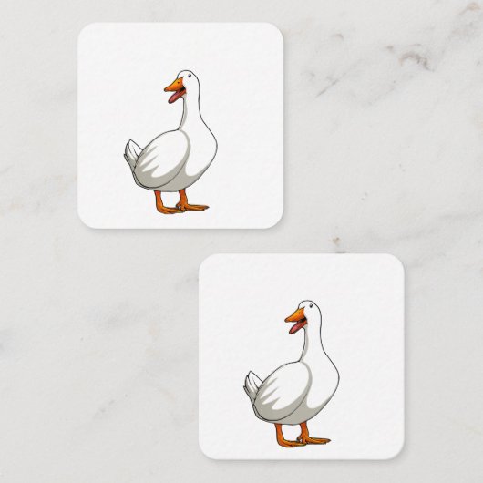 かわいいアヒルデザインメンズ水鳥バードペットアヒル恋人 スクエア名刺 (正面/裏面)