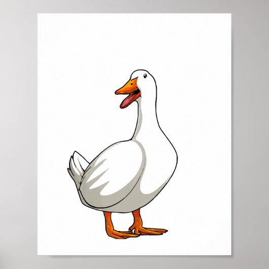 かわいいアヒルデザインメンズ水鳥バードペットアヒル恋人 ポスター (正面)