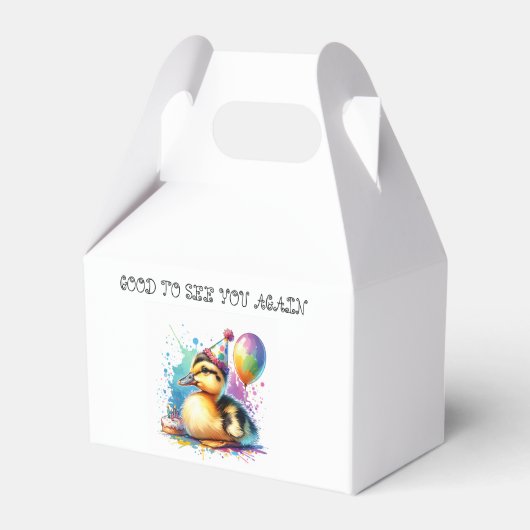 かわいいアヒルハッピーバースデーパーティーの好意ボックス フェイバーボックス (正面サイド)