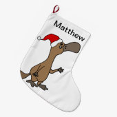 かわいいアヒル勘定書を出されたplatypusのクリスマスの漫画 ラージクリスマスストッキング (正面 (吊り時))