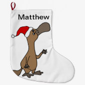 かわいいアヒル勘定書を出されたplatypusのクリスマスの漫画 ラージクリスマスストッキング (正面)