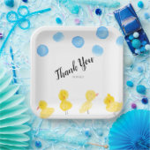 かわいいアヒル手の水色ベビーシャワーありがとう   ペーパープレート (パーティー)