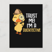 かわいいアヒル探偵動物のユーモアあひろ恋人 ポストカード (正面)