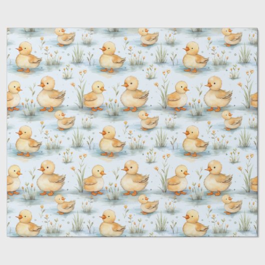 かわいいアヒル春赤ちゃんシャワー性別の表示 ラッピングペーパー (シーム)
