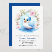 かわいいアヒル牧草地ブルーボーイ赤ちゃんシャワー 招待状 (正面/裏面)