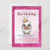 かわいいアヒル王女の誕生日招待状 招待状 (正面)