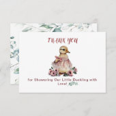 かわいいアヒル赤ちゃんシャワーサンキューカード サンキューカード (正面/裏面)