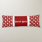 かわいいアヒル、クリムゾンレッド&ホワイト、名前を追加 ボディピロー (裏面)