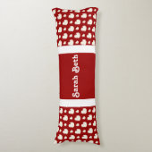 かわいいアヒル、クリムゾンレッド&ホワイト、名前を追加 ボディピロー (正面縦)