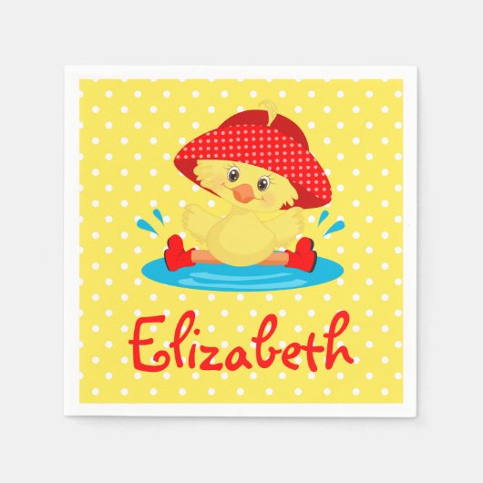 かわいいアヒル スタンダードカクテルナプキン (正面)