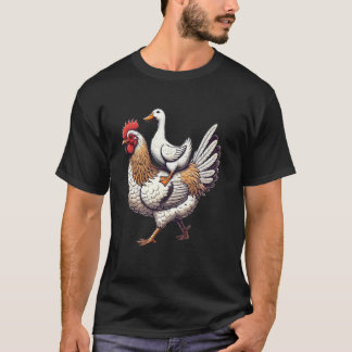 かわいいアヒル ニワトリ Tシャツ