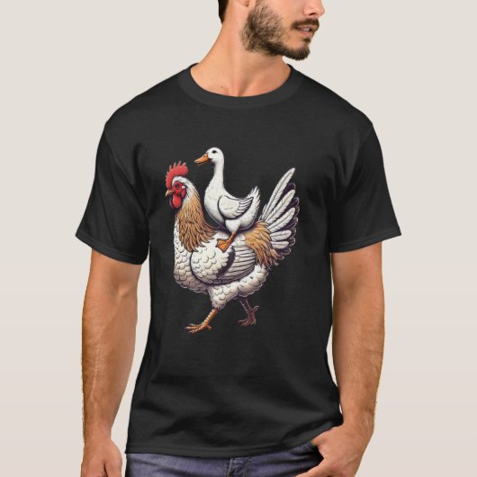 かわいいアヒル ニワトリ Tシャツ (正面)