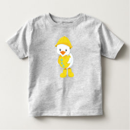 かわいいアヒル，ベビーアヒル，レインコートのアヒル，雨 トドラーTシャツ