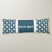 かわいいアヒル、石板ブルー&ホワイト、名前を追加 ボディピロー (裏面)