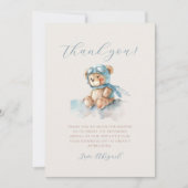 かわいいアビエーターテディベアーベイビーシャワーサンキューカード 招待状 (正面)