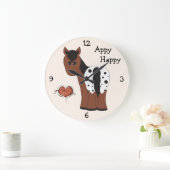 かわいいアピー幸せな毛布アパロオサホース ラージ壁時計 (ホーム)