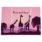 かわいいアフリカのキリンに文字 ラージペーパーバッグ (正面)