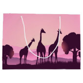 かわいいアフリカのキリンに文字 ラージペーパーバッグ (裏面)