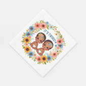 かわいいアフリカの双子の男の子ベビーシャワー水彩 スタンダードランチョンナプキン (角)