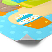 かわいいアフリカンアメリカンボーイベーキング誕生日 ポスター (角)