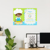 かわいいアフリカンアメリカンボーイベーキング誕生日 ポスター (ホームオフィス)