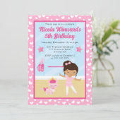 かわいいアフリカンバレリーナ子供の誕生日 招待状 (スタンド正面)