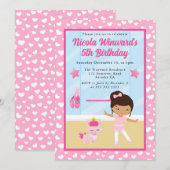 かわいいアフリカンバレリーナ子供の誕生日 招待状 (正面/裏面)