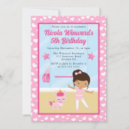 かわいいアフリカンバレリーナ子供の誕生日 招待状