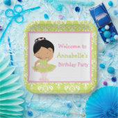 かわいいアフリカンバレリーナ誕生日 ペーパープレート (パーティー)